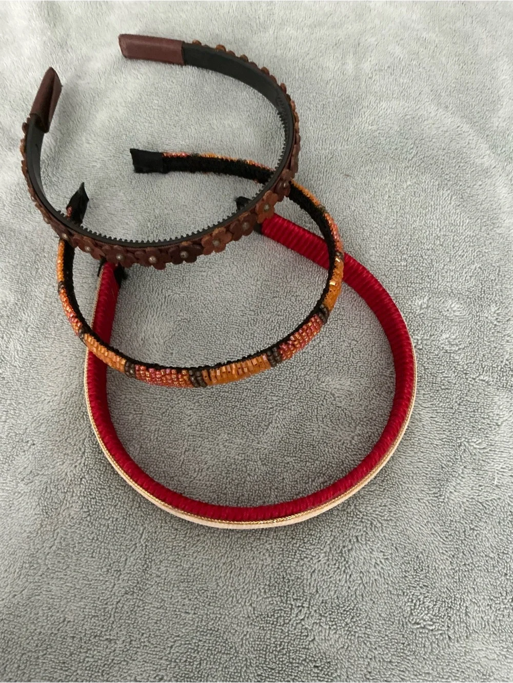 Assorted Women’s Decorative Headbands - Red, Brown, Orange